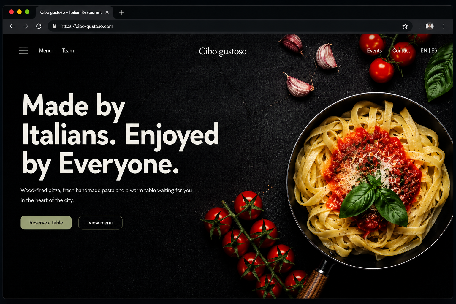 Project Preview Cibo Gustoso Restaurant